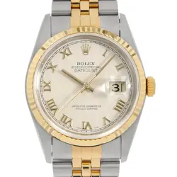 ROLEX DATEJUST 16233 CREAM PYRAMID ROME T NUMBER SECOND HAND MENS
