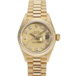 ROLEX DATEJUST 10P DIAMOND 69178G CHAMPAGNE GOLD S NUMBER SECOND HAND WOMEN