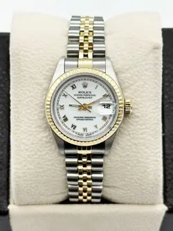 ROLEX LADIES DATEJUST 69173 WHITE ROMAN DIAL 18K YELLOW GOLD STAINLESS STEEL