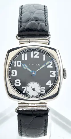 ROLEX 1925 ART - DECO RARE GENTS VINTAGE CUSHION WATCH 32MM ENAMEL DIAL SERVICED