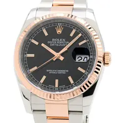 ROLEX DATEJUST 116231 K18RG/SS COMBI CALENDAR BLACK AUTOMATIC 269181