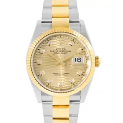 ROLEX DATEJUST CHAMPAGNE DIAMOND 36MM STEEL & YELLOW GOLD