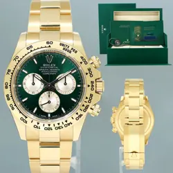 NEW 2025 PAPERS ROLEX DAYTONA 126508 GREEN DIAL YELLOW GOLD CHRONO 40MM WATCH