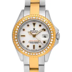 ROLEX YACHT-MASTER 169623 AUTO 29MM CUSTOM DIA BEZEL WHITE DIAL TT OYSTER BAND B
