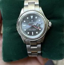 ROLEX YACHT-MASTER 35MM STEEL & PLATINUM RHODIUM DIAL MENS WATCH AUTHENTIC
