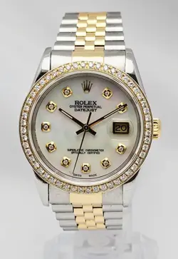 1996 ROLEX 16233 36MM MOTHER OF PEARL DIAL DIAMOND BEZEL 18K JUBILEE & STEEL