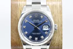 ROLEX DATEJUST STAINLESS OYSTER 36MM BLUE DIAMOND DIAL WATCH 126234 BOX PAPERS