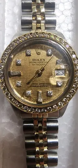 CUSTOM DIAMOND LADIES ROLEX 6917 OYSTER  PERPETUAL LADY DATEJUST 26MM WATCH