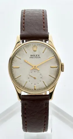 ROLEX PRECISION BOX & PAPERS RARE 9K SOLID GOLD ‘1960’ GENTS VINTAGE WATCH 32MM