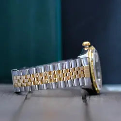 Rolex Unisex Datejust Watch 18KY Gold & SS White MOP Emerald Dial Diamond Bezel