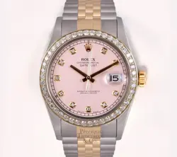 Rolex Datejust 36mm Two-Tone Jubilee 18k Diamond Bezel Pink Diamond Dial