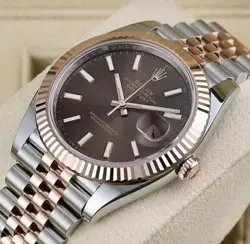 ROLEX DATEJUST 41 CHOCOLATE DIAL TWO TONE JUBILEE STAINLESS STEEL ROSE GOLD