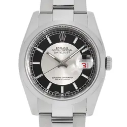 ROLEX DATEJUST 116200 BLACK X SILVER BAR Z NUMBER SECOND HAND MENS