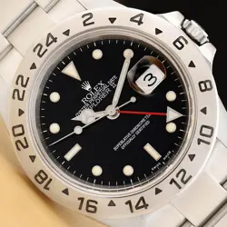 YEAR PAPER ROLEX MENS EXPLORER II 16570T NO HOLES BLACK 40MM STEEL GMT WATCH