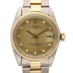 ROLEX DATE 1505 CUBE BLOCK DIAL, STEEL & GOLD 34MM WATCH, VINTAGE 1974