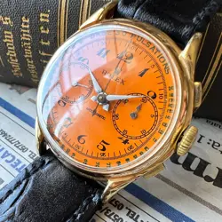 ROLEX CHRONOGRAPH ORANGE DIAL 18KGP 1950 IN GOOD WORKING ORDER