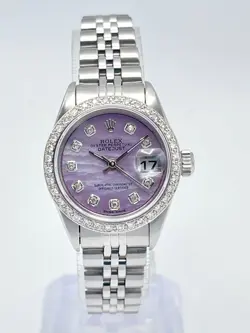 ROLEX DATEJUST LADIES 26MM 69240 MOP DIAMOND DIAL DIAMOND BEZEL JUBILEE PAPERS