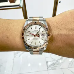 2006 ROLEX DATEJUST TURN-O-GRAPH 36MM 116261 ROSE GOLD STEEL OYSTER FLUTED WATCH