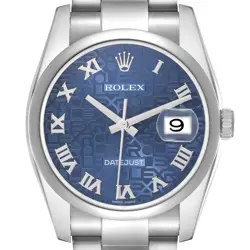ROLEX DATEJUST BLUE ANNIVERSARY DIAL STEEL AUTOMATIC MENS WATCH 116200