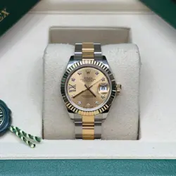 ROLEX LADY-DATEJUST CHAMPAGNE STAR DIAMOND TWO TONE YELLOW GOLD FLUTED OYSTER