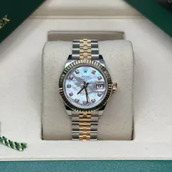 ROLEX LADY-DATEJUST MOTHER OF PEARL DIAMOND TWO TONE YELLOW GOLD FLUTED JUBILEE