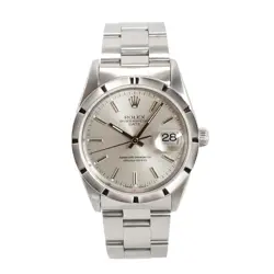 1995 ROLEX OYSTER PERPETUAL DATE 34MM 15210 SILVER OYSTER STAINLESS STEEL WATCH