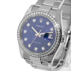 ROLEX DATEJUST 36MM STEEL BLUE JUBILEE DIAMOND DIAL & DIAMOND BEZEL 116244