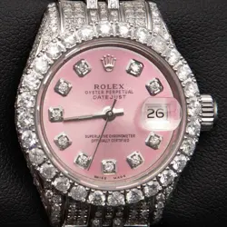 ROLEX DATEJUST 6924 26MM ICED OUT JUBILEE BRACELET DAIMOND WATCH PINK DIAL 6.2CT