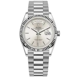 ROLEX DAY-DATE 36 128239 WHITE GOLD PRESIDENT - SILVER