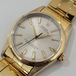 ROLEX OYSTER PERPETUAL 1014 W PAPER 1960S MENS AUTO 34MM GOLD CAPP VINTAGE RA236