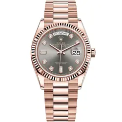ROLEX DAY-DATE 36 128235 ROSE GOLD PRESIDENT - SLATE DIAMOND