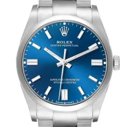 ROLEX OYSTER PERPETUAL BLUE DIAL AUTOMATIC STEEL MENS WATCH 126000