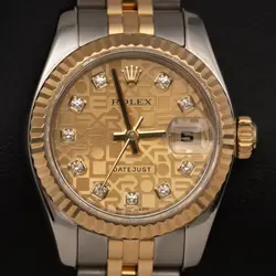 ROLEX DATEJUST 179173 WATCH 26MM FACTORY DIAMOND CHAMPAGNE ANNIVERSARY DIAL