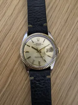 VINTAGE 1969 ROLEX DATEJUST 1601 TWO TONE CHAMPAGNE 36MM AUTOMATIC WATCH