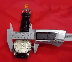 ⌚ Rolex 34mm Precision Date 6694 Stainless Watch New Crocodile Band Mechanical