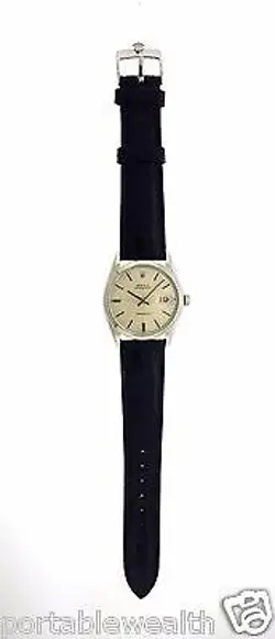 ⌚ Rolex 34mm Precision Date 6694 Stainless Watch New Crocodile Band Mechanical