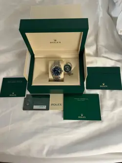 ROLEX OYSTER PERPETUAL DATEJUST 36MM DIAMOND WATCH BLUE FACE