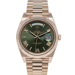 ROLEX MEN'S DAY-DATE 40 228235 ROSE GOLD PRESIDENT GREEN ROMAN - PRE-OWNED