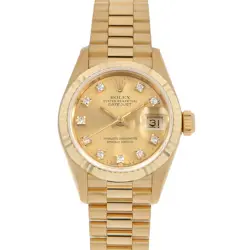 ROLEX DATEJUST 10P DIAMOND 69178G CHAMPAGNE X NUMBER SECOND HAND WOMEN