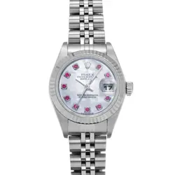 ROLEX DATEJUST 79174NGR WHITE SHELL/RUBY WATCH 686815