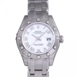 ROLEX DATEJUST PEARL MASTER BEZEL DIAMOND 80319 WHITE ROME DIAL WATCH