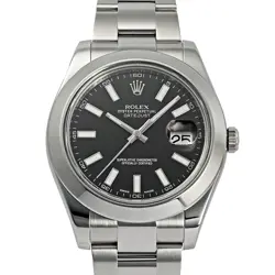 ROLEX DATEJUST II 116300 BLACK/BAR DIAL WATCH