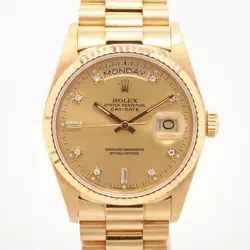 ROLEX DAY-DATE 18038A YG YG AT CHAMPAGNE-FACE 2 EXTRA LINKS