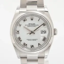 ROLEX DATEJUST 36 126200 SS SS AT WHITE DIAL 3 EXTRA LINKS