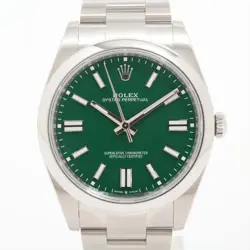 ROLEX OYSTER PERPETUAL 41 124300 SS SS AT GREEN-FACE 1 EXTRA LINK