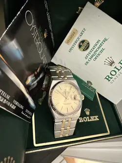 RARE ROLEX OYSTER QUARTZ DATEJUST REF 17013 TWO TONE 36MM WATCH ~ BOX & PAPERS