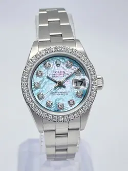 ROLEX DATEJUST 26MM 79160 BLUE MOP DIAMOND DIAL & DIAMOND BEZEL BOX OYSTER