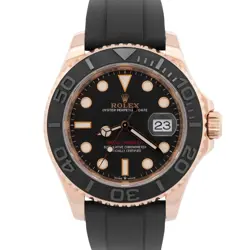 ROLEX YACHT-MASTER 40MM 18K EVEROSE GOLD BLACK OYSTERFLEX DATE WATCH 126655