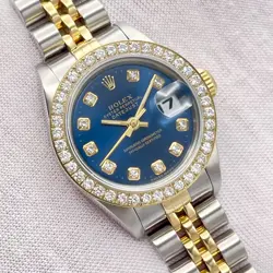 ROLEX DATEJUST 26MM 69173 FACTORY BLUE DIAMOND DIAL DIAMOND BEZEL JUBILEE