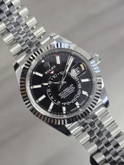 ROLEX SKY-DWELLER BLACK FLUTED WHITE GOLD JUBILEE STEEL MINT 336934 W/ B&P